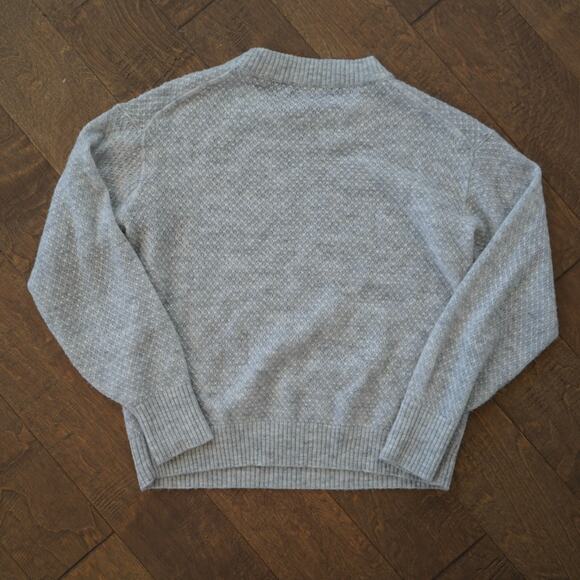 Quince Sweater Womens Small Light Gray Baby Alpaca-Wool Diamond Stitch Crewneck - Picture 2 of 9